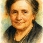 Maria Montessori in watercolor art
